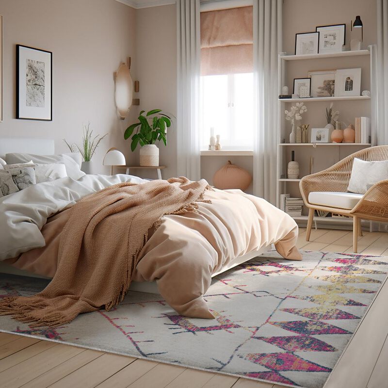 Rug Branch Kenza Traditional Boho Beige Blue Indoor Area Rug