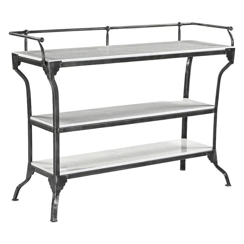 World Interiors Calloway 50" Console Table with White Marble and Black Metal Base image number 0