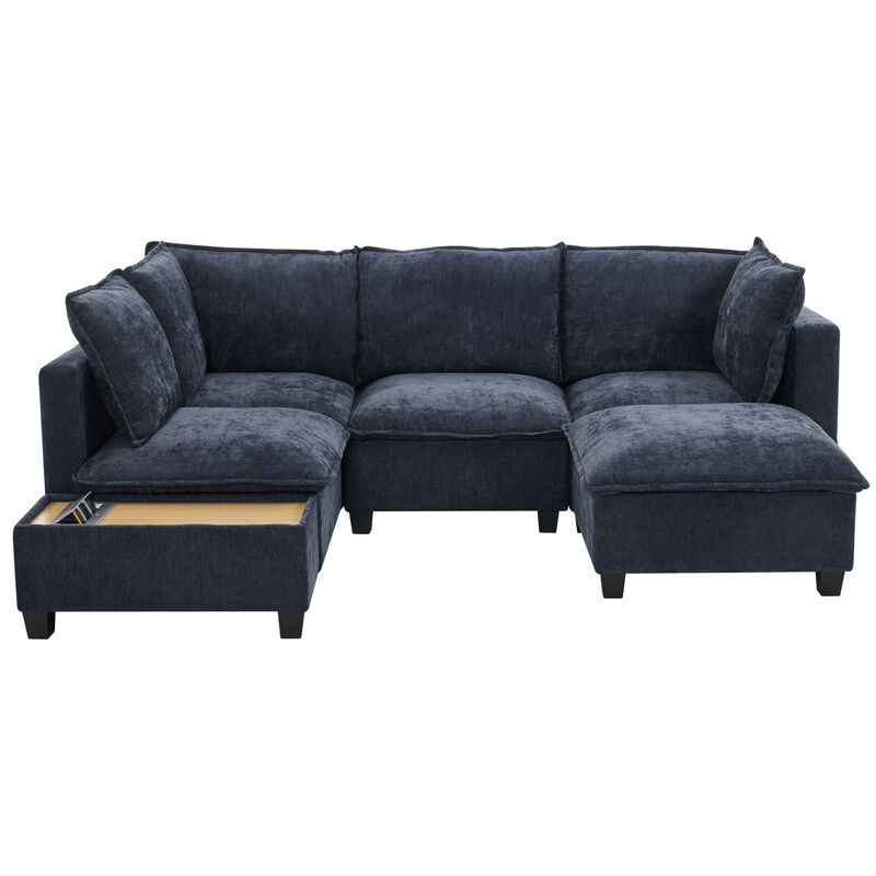 Merax Modular Chenille Sofa Couch with 1 Coffee Table