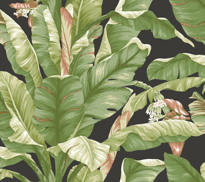 Banana Leaf Black & Green Peel & Stick Wallpaper