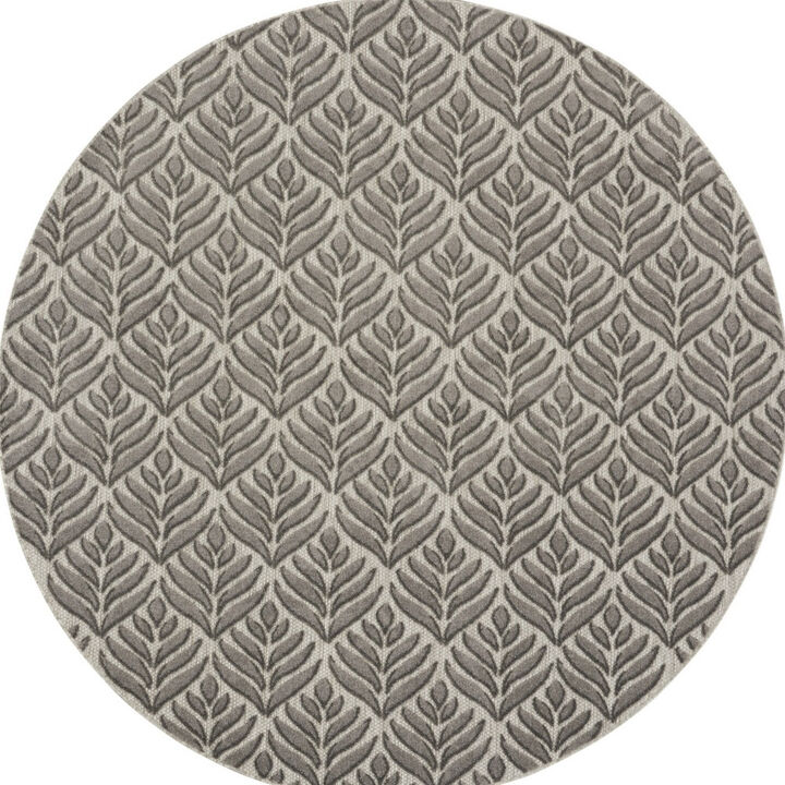 HomeRoots Round Floral Indoor Outdoor Area Rug