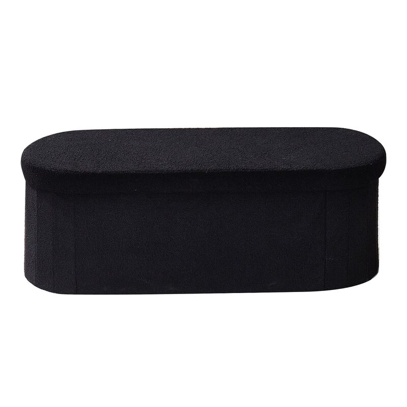 Teddy Fleece Storage Ottoman Bench with Folding Design for Bedroom Entryway image number 0