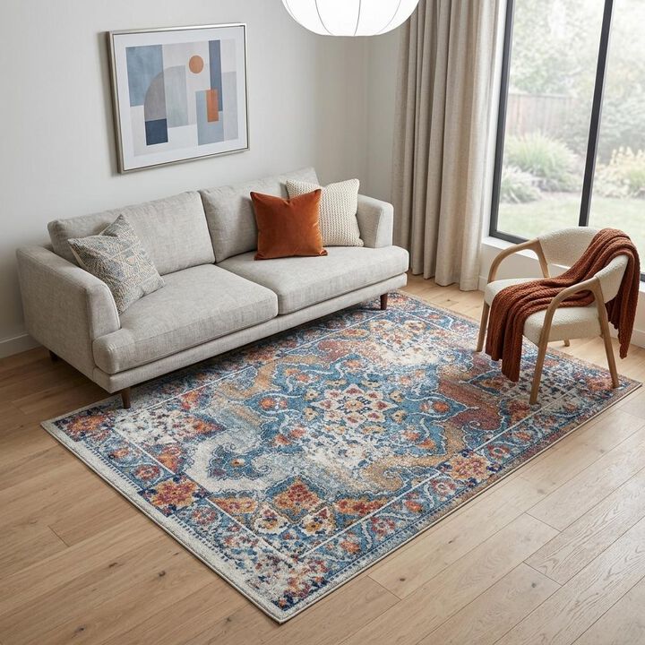 HomeRoots Medallion Power Loom Area Rug