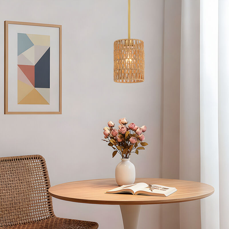 15" Modern Boho Rattan Mini Pendant Light image number 7