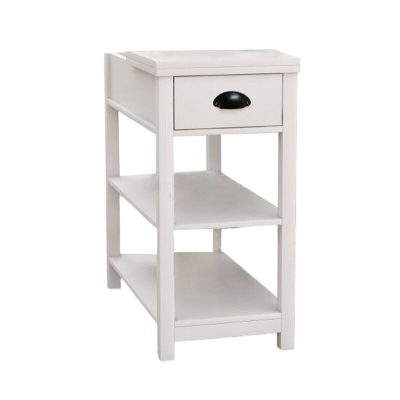 11.81 in. W. 23.62 in. H. Rectangle Wood End Table with Shelves