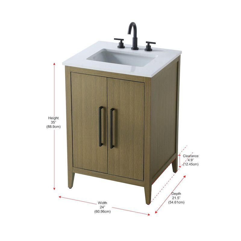 Elegant Kitchen and Bath 24 Inch Single Bathroom Vanity In Chestnut Brown