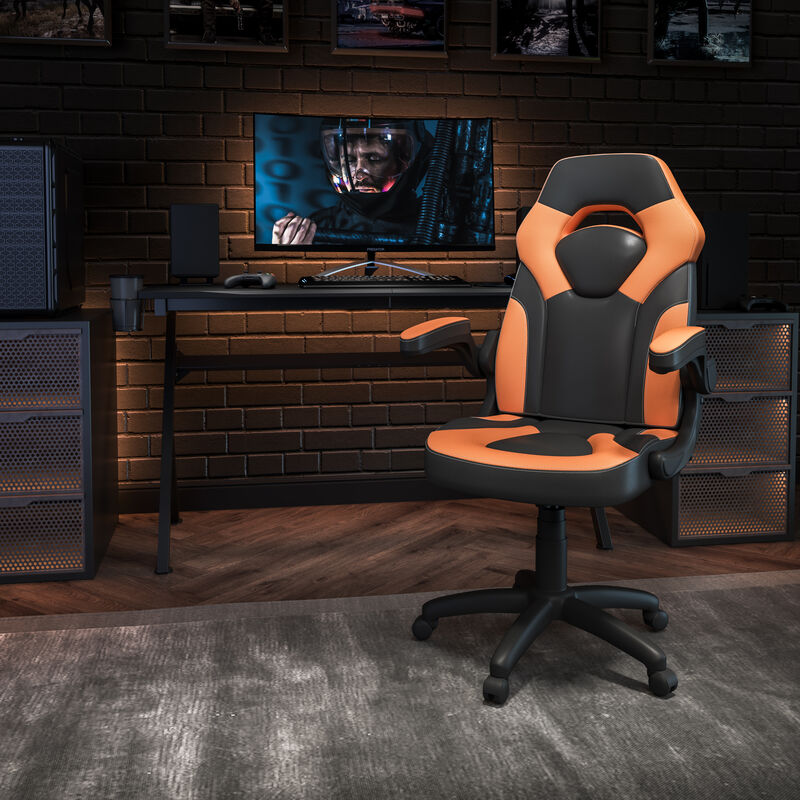 X10 Gaming Chair Racing Office Ergonomic Computer PC Adjustable Swivel Chair with Flip-up Arms, / LeatherSoft image number 1