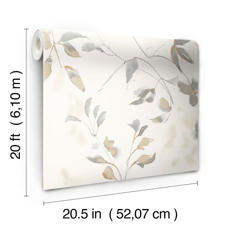 Linden Flower Soft Neutral Peel & Stick Wallpaper (Double Roll) image number 4
