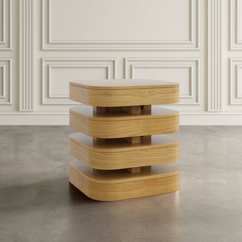 Jofran Brix Mid-Century Modern Floating Sculpture Layered Square End Table