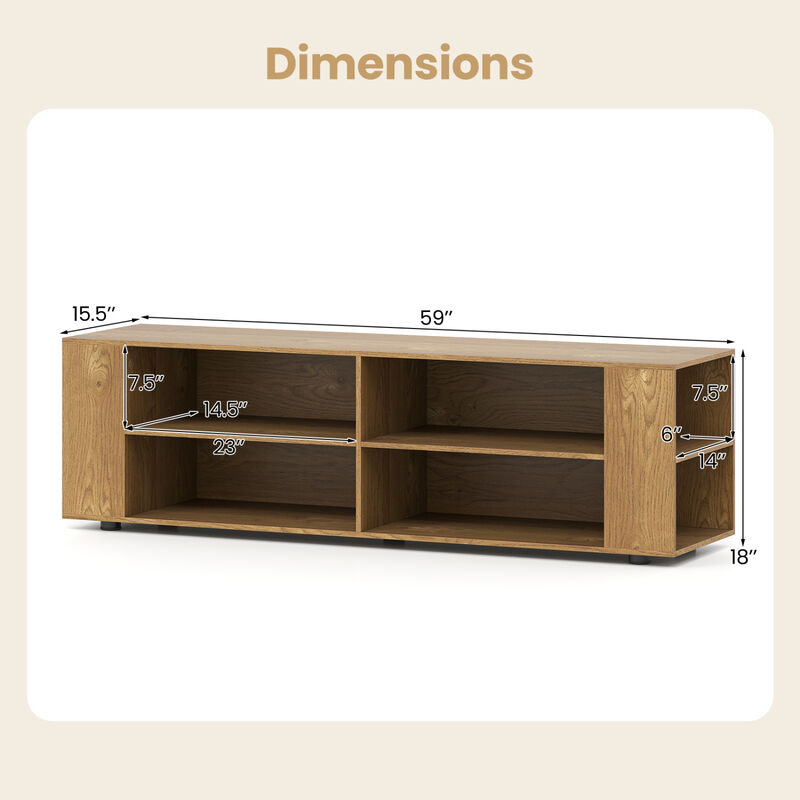 Hivvago 59 Inch Console Storage Entertainment Media Wood TV Stand image number 2