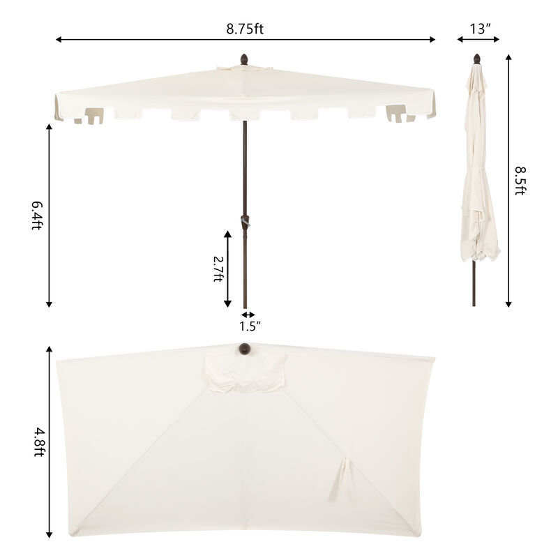 Sidney Classic MidCentury Rectangular Half Market Patio Umbrella with Crank, Wind Vent and UV Protection