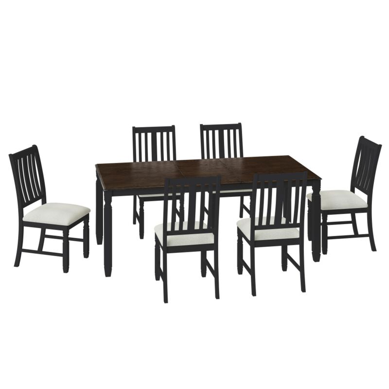 Wevelk Farmhouse 7‑Piece Extendable Dining Table Set image number 6