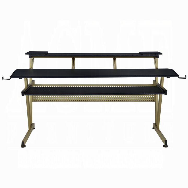 Vion 71 Inch Music Producer Desk for Computer, Black, 3 Tier Shelves