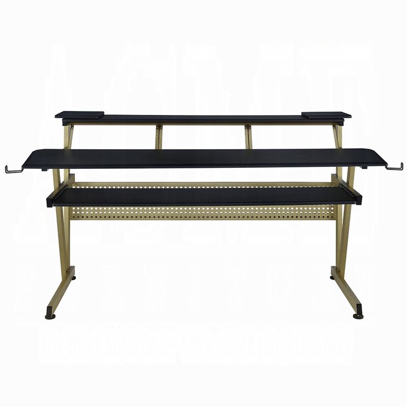 Vion 71 Inch Music Producer Desk for Computer, Black, 3 Tier Shelves