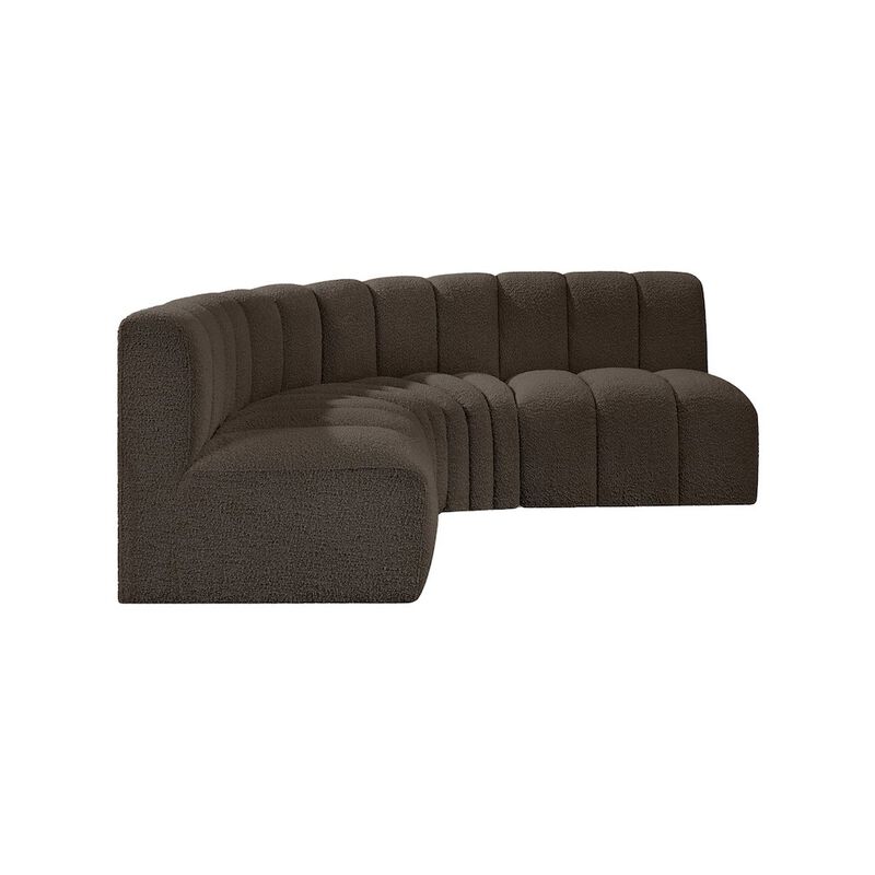 Meridian Furniture Arc Brown Boucle Fabric Modular Sofa