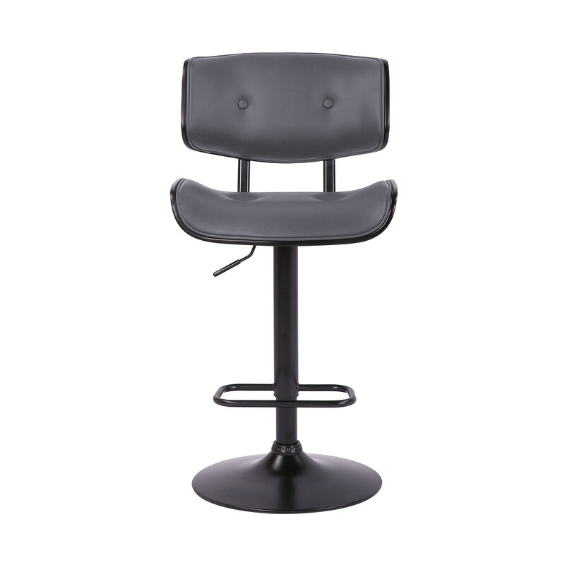 Hivvago Gray and Black Iron and Faux Leather Adjustable Height Swivel Bar Chair