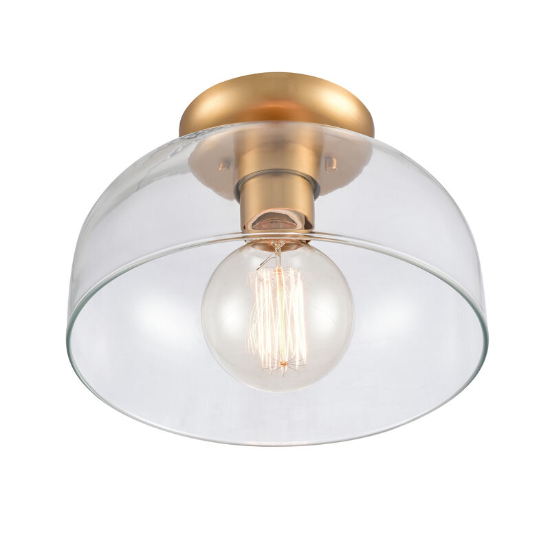 Brewer Gold Semi Flush Mount with Transparent Glass