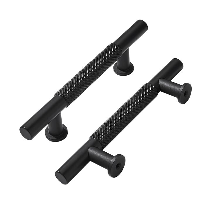 Khtumeware 10 Pack 3-3/4 Inch(96mm) Drawer Handles Knurled Matte Black Cabinet Pulls Kitchen Hardware for Cabinets and Cupboards