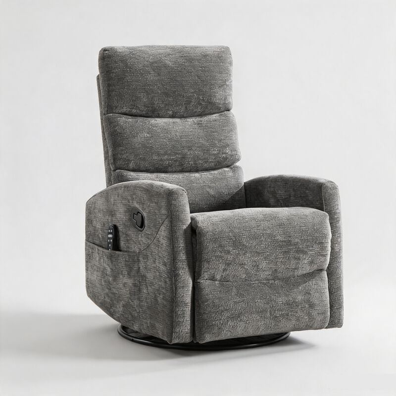 Heat Massage Manual Recliner Chair with Rocker and Swivel in Fabric image number 0