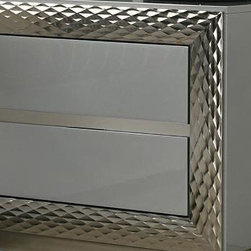 Queen Bedroom Set, Gray, Silver Wood, 2 Piece Set with Nightstand image number 6
