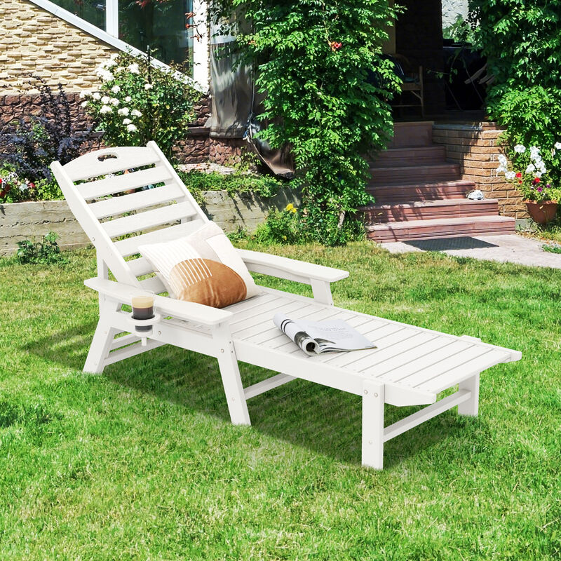 Patio Chaise Lounge Chair with 4 Position Backrest