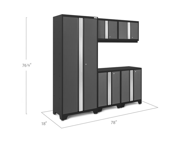 NewAge Products Bold Series 78 in. W x 18 in. D x 76.75 in. H Heavy Duty Steel Garage Cabinet Set (5-Piece) image number 2