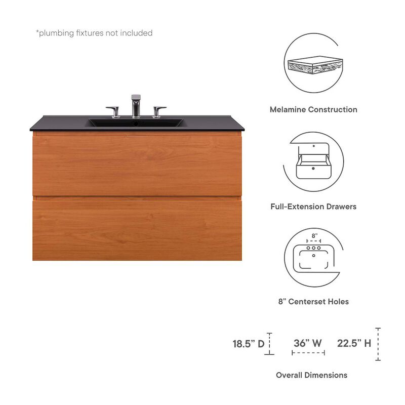 Scenic 36" Wall-Mount Bathroom Vanity image number 1