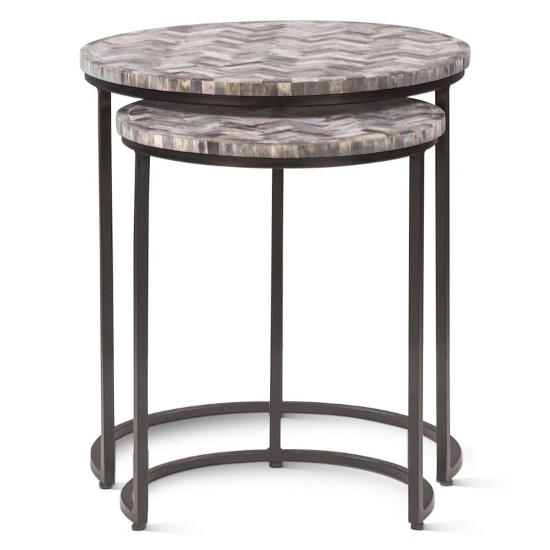 World Interiors Mumbai 20 Nesting Tables in Chevron Pattern, Set 2