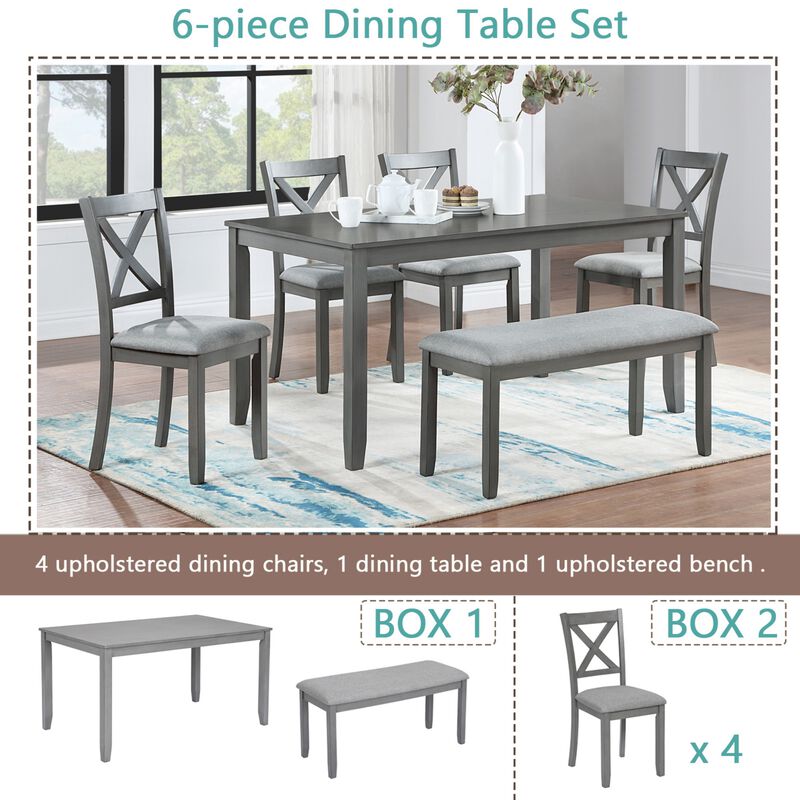 Garpvu 6‑Piece Rectangular Wood Dining Set image number 3