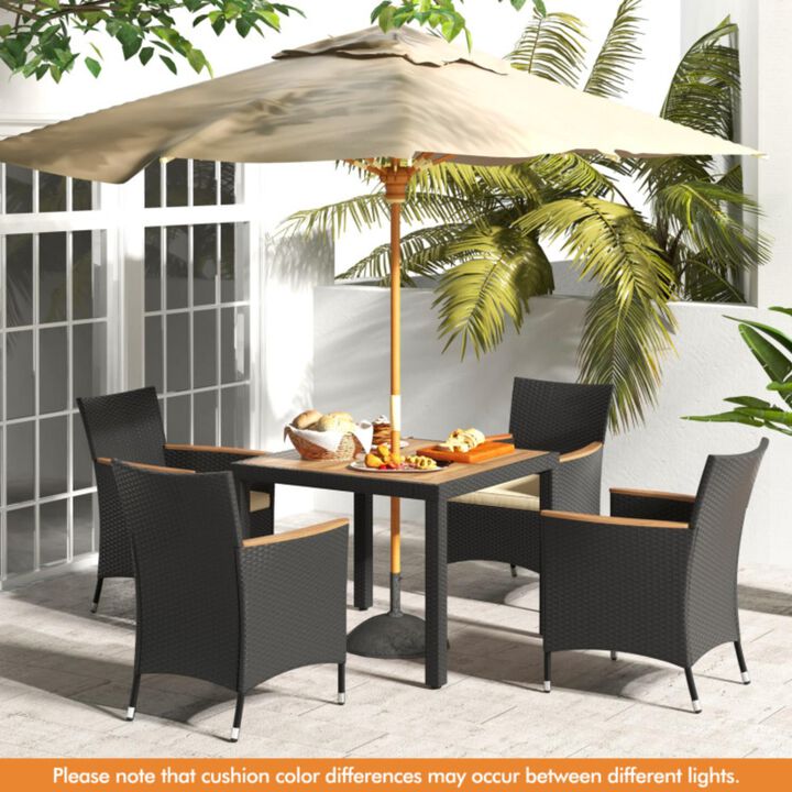 Hivvago 5 Pieces Patio Dining Table Set for 4 with Umbrella Hole
