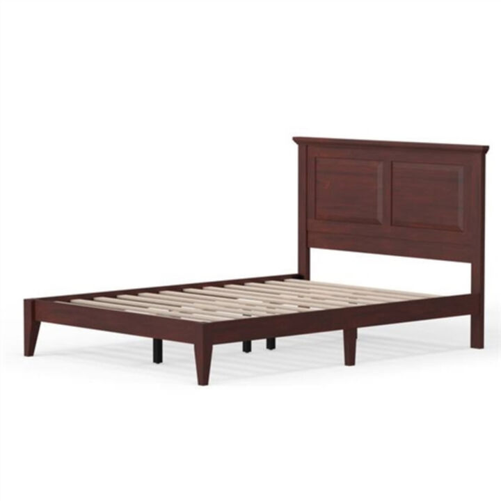 Traditional Wooden Platform Bed Frame with Headboard for Timeless Bedroom Decor
