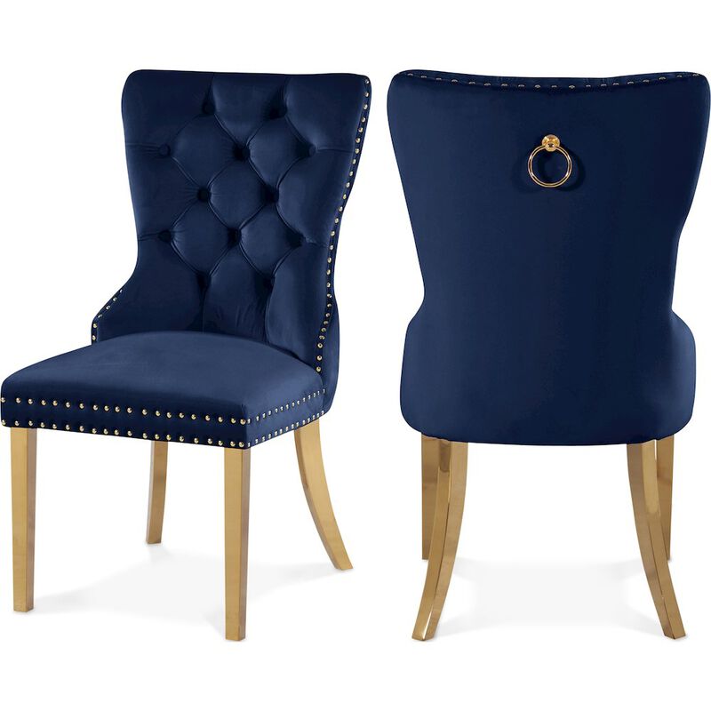 Meridian Furniture Carmen Navy Velvet Dining Chairs, Set of 2