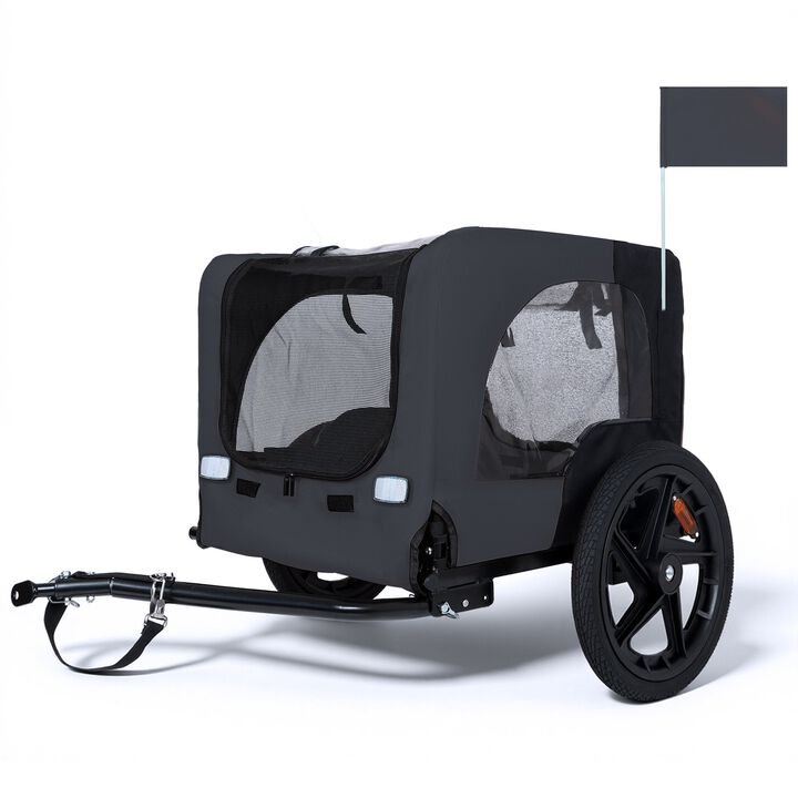 66LB Capacity Heavy-Duty Foldable Pet Bike Trailer with 16" All-Terrain Wheels & Universal Hitch