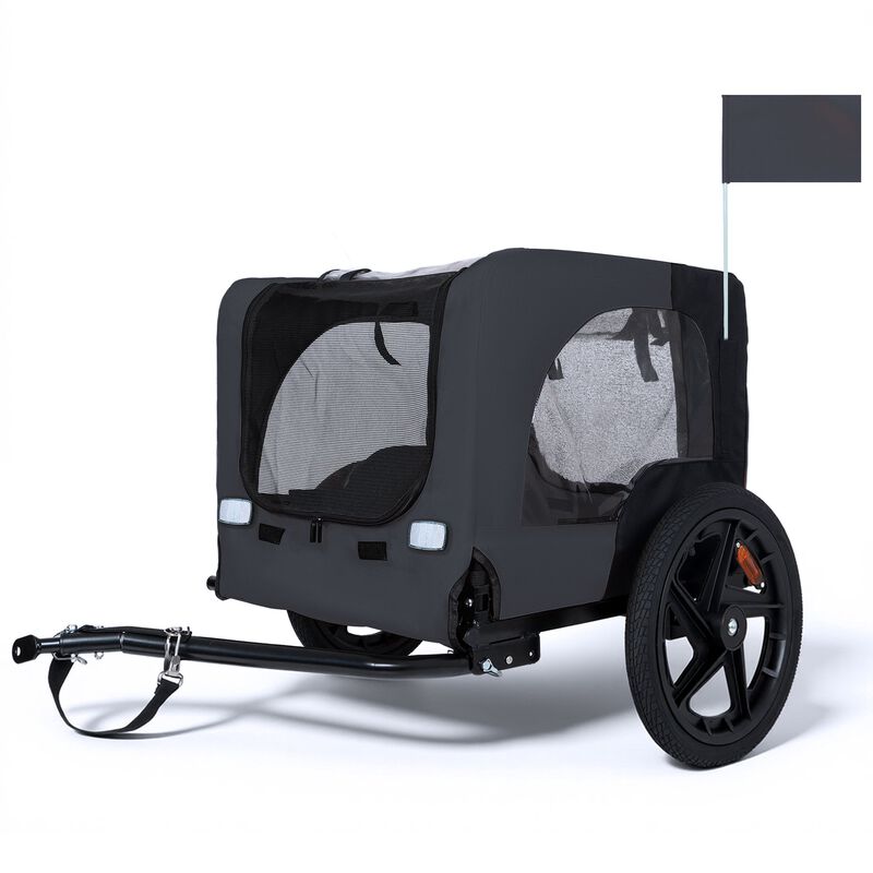 66LB Capacity Heavy-Duty Foldable Pet Bike Trailer with 16" All-Terrain Wheels & Universal Hitch image number 0