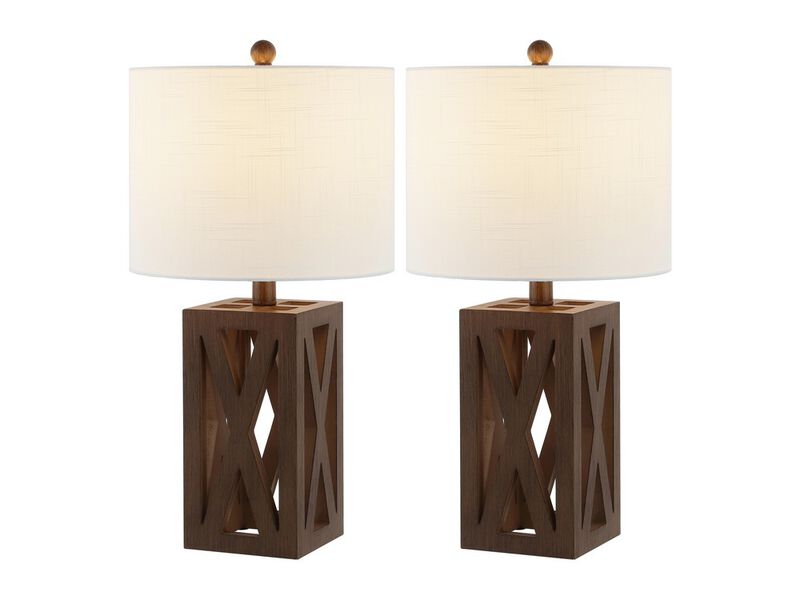 Stewart Farmhouse Wood LED Table Lamp