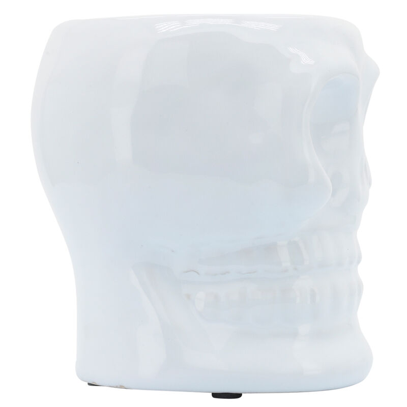 Cer, 5" Skull Vase, White image number 3