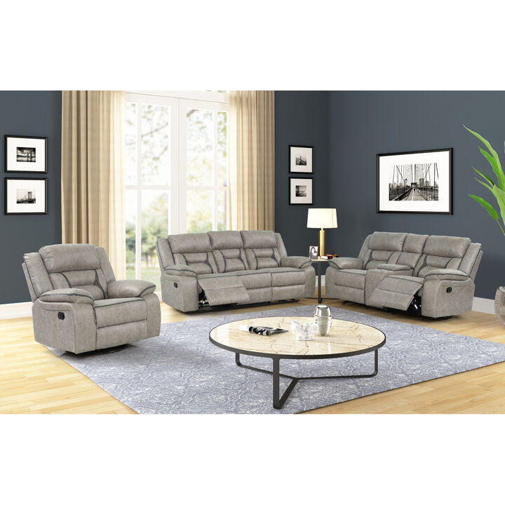 Denali Faux Leather Upholstered 2 Pc Sofa Set Made With Wood Finished in Gray