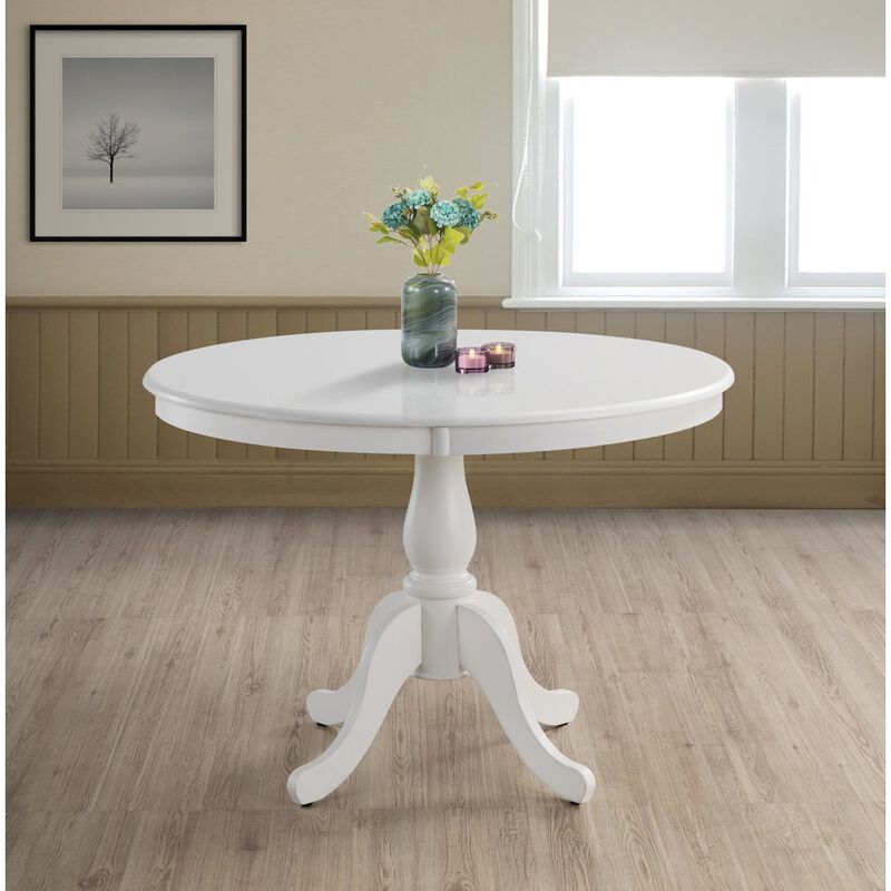 Carolina Living Fairview 42 Pedestal Dining Table with 4 Windsor Dining Chairs - Pure White