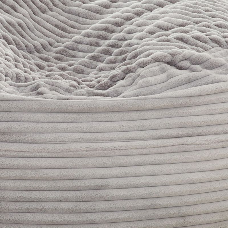 Sealy Oversized Bean Bag Chair, Gray Faux Fur Cover Shredded Foam Fill - Benzara image number 3