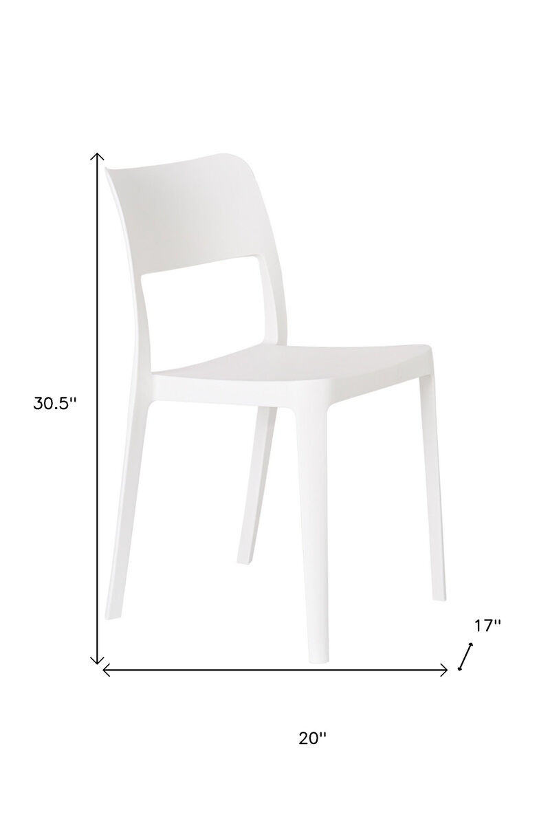 HomeRoots Set of Two White Heavy Duty Plastic Outdoor Stacking Accent Chairs image number 6