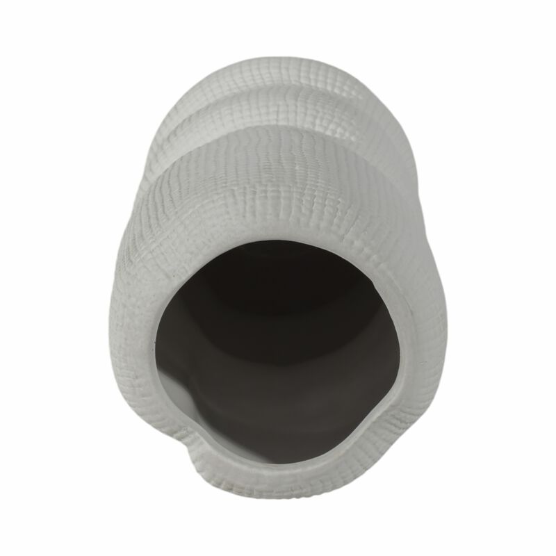 Cer, 12" Waffle Texture Organic Vase, White image number 5