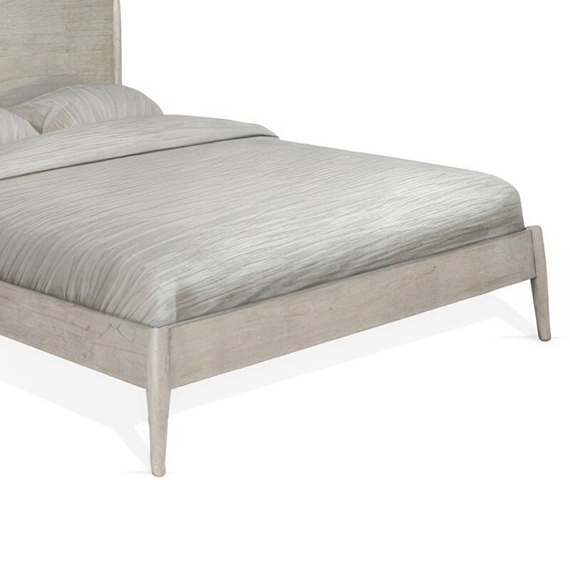 Amy King Size Platform Bed, Low Profile Frame, Panel Headboard, Gray - Benzara