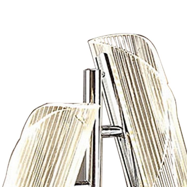 Spark 23 Inch Table Lamp, 2 Cylindrical Shades, Bright Nickel Silver Finish - Benzara