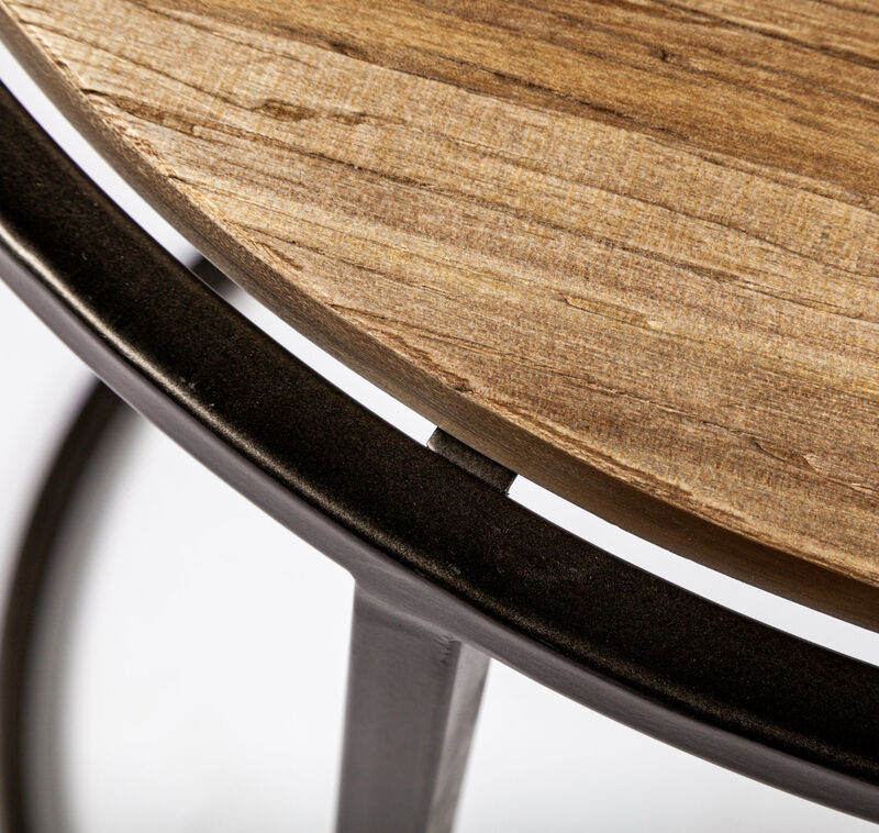 Rustic Solid Wood Round End Tables &ndash; Set of Three for Versatile Use image number 6