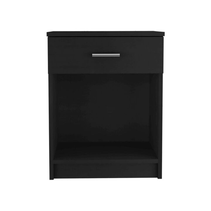 Eco Nightstand, Superior Top, One Drawer, Lower Shelf -Black