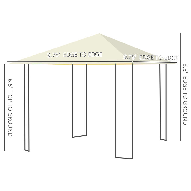 Outsunny 10' x 10' Patio Gazebo, Outdoor Gazebo Modern Canopy Shelter with Vents Roof and Steel Decorative Columns, for Garden, Lawn, Backyard and Deck