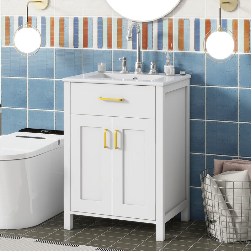ELEMENT ACE Compact Bathroom Vanity Combo with Ceramic Sink and Soft Close Doors for Small Space Efficiency image number 3