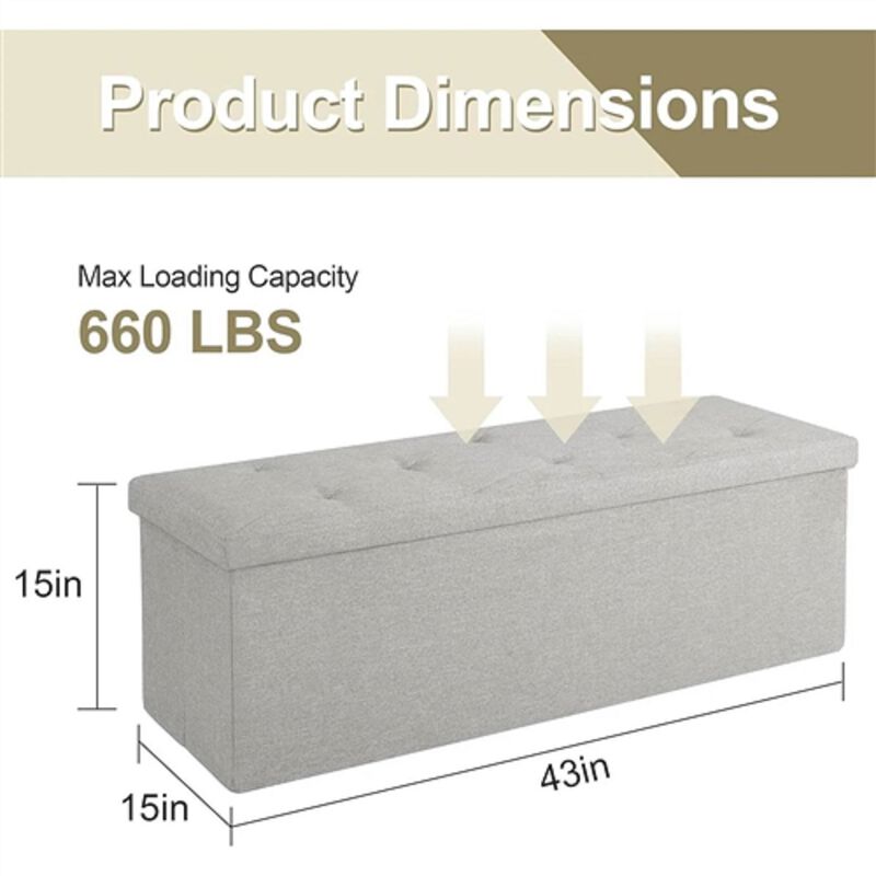 Versatile Linen Storage Bench Ottoman &ndash; Perfect for Bedroom, Living Room & Entryway