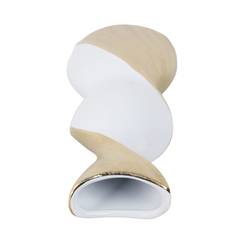 16" Twisted Vase, White/gold image number 4