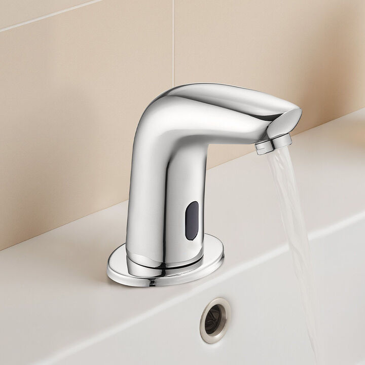 Touchless Restroom Sink Faucet, Cold Water, Motion Sensor, Commercial Lavatory-Silver